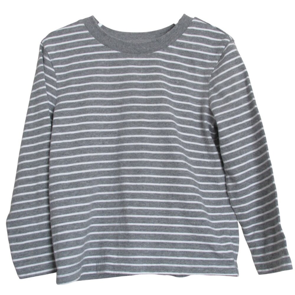Circo Pullover T Shirt Boys 5T Gray White Striped Long Sleeve Crew Neck Top Tee‎